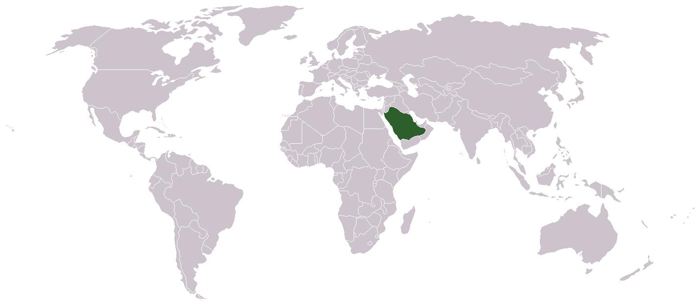 Saudi Arabia location on world map - Saudi Arabia on a world map (Western  Asia - Asia)