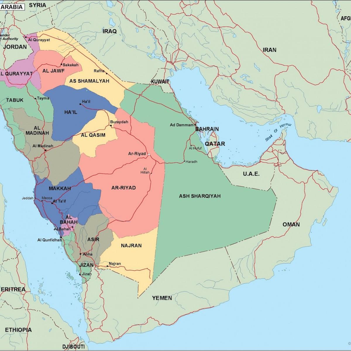 Map of Saudi Arabia cities