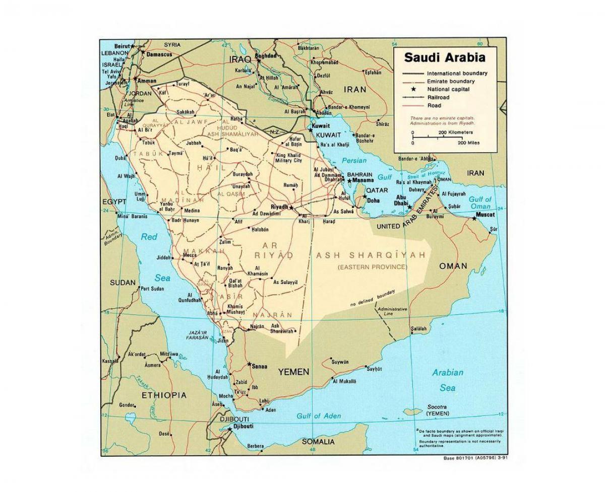 Saudi Arabia map with major cities