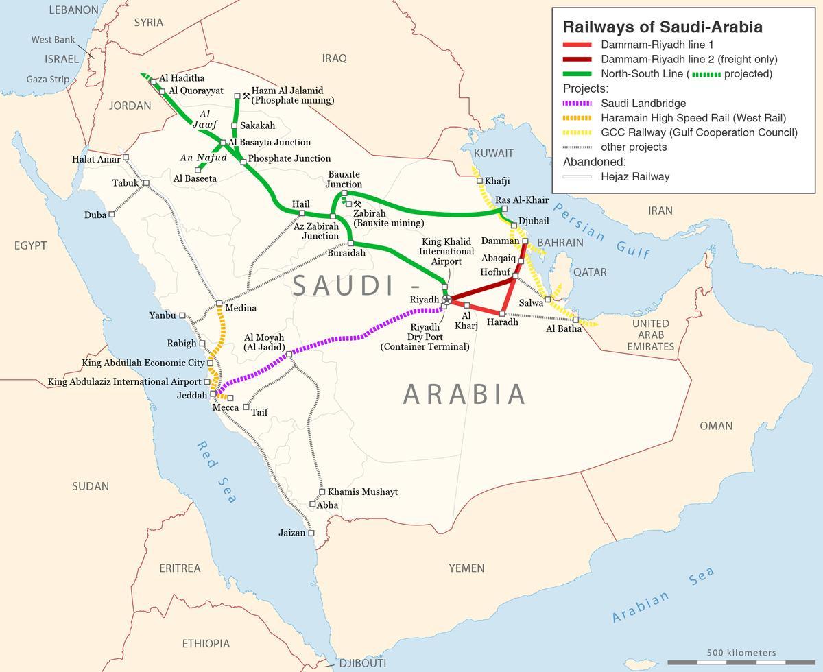 Map of Saudi Arabia railway