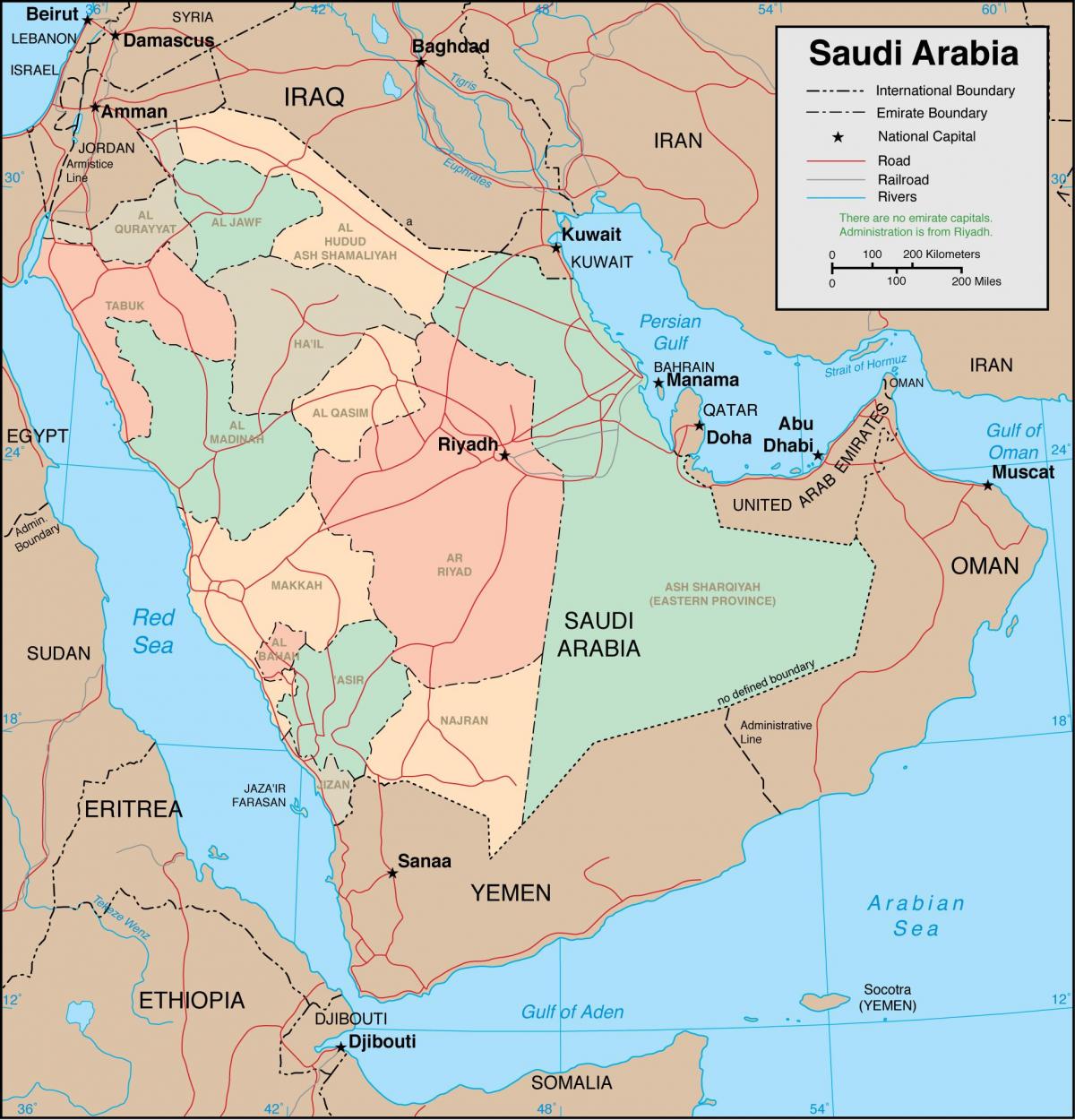 Saudi Arabia regions map