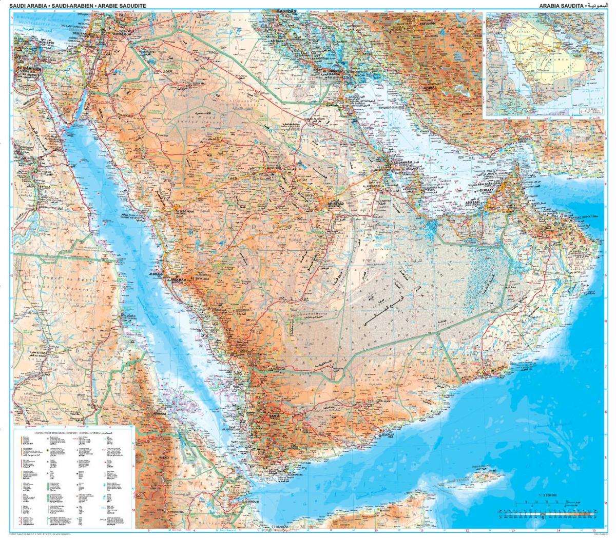 Map of Saudi Arabia topographic