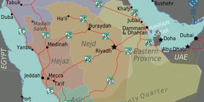 KSA map with cities
