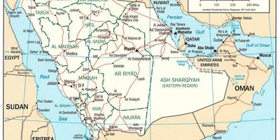 Map of Saudi Arabia with city name